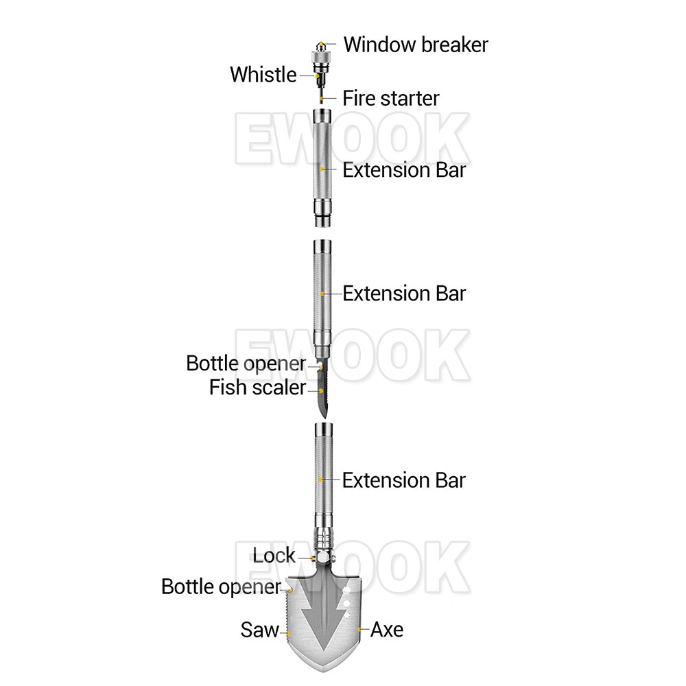 Camping Shovel Folding Outdoor Survival Tools Multifunction Hiking Military photo 8