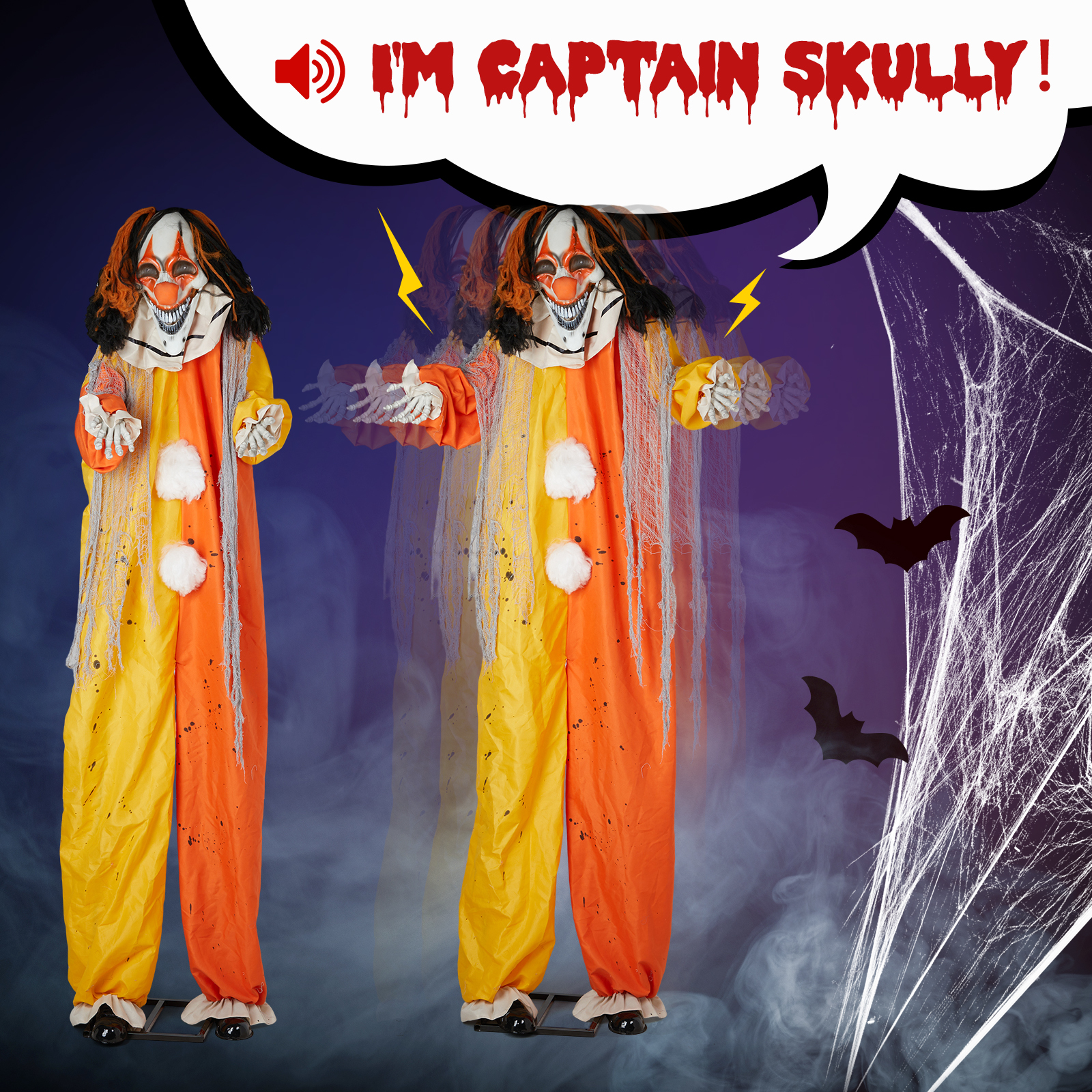 8.2ft   Red Eyed  Clown Outdoor Halloween Decorations photo 7