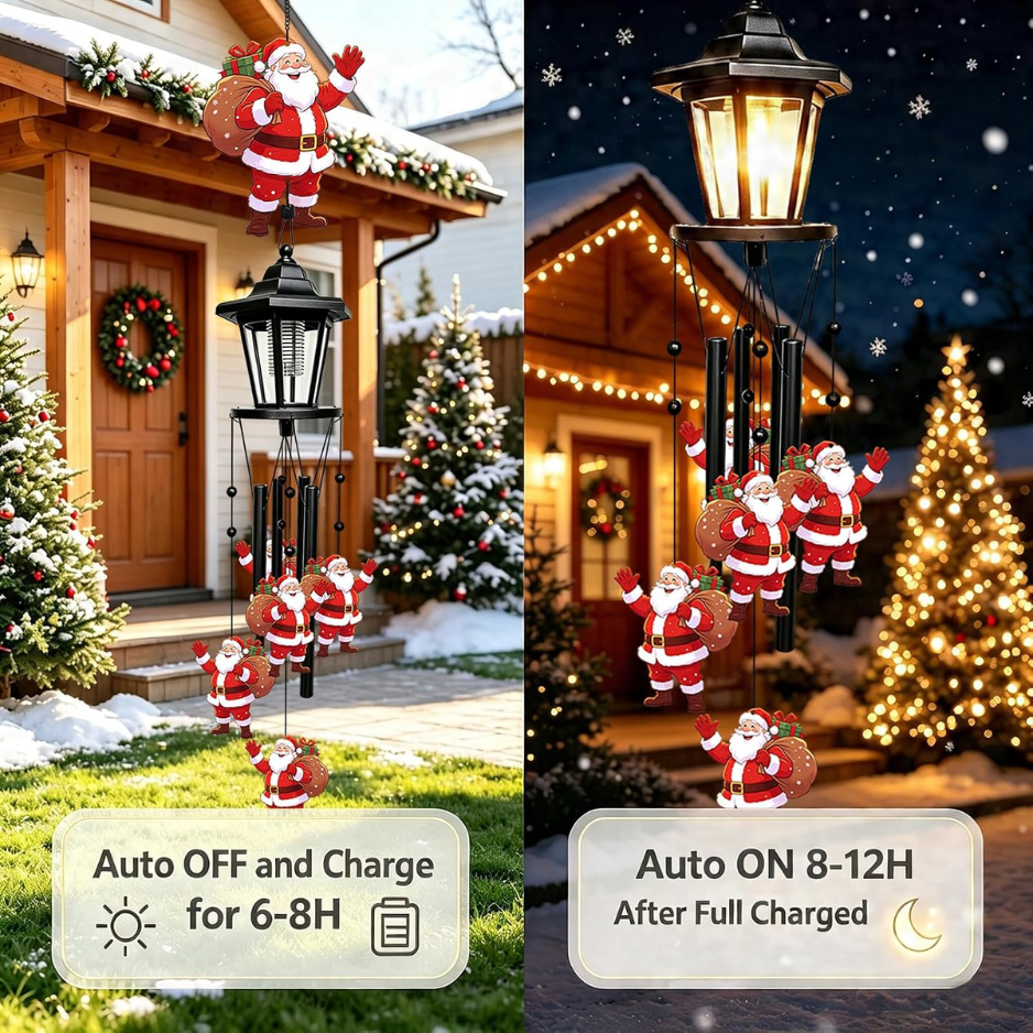 Santa Solar Christmas Wind Chimes, Outdoor Hanging Holiday Decor photo 5