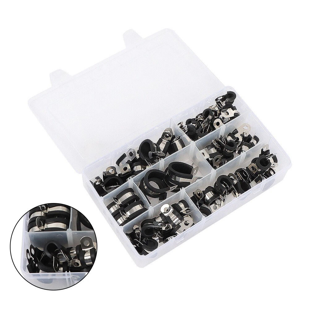 Rubber Lined P Clips Stainless Steel Cable Hose Pipe Clamps Holder Air Clip X72 photo 3