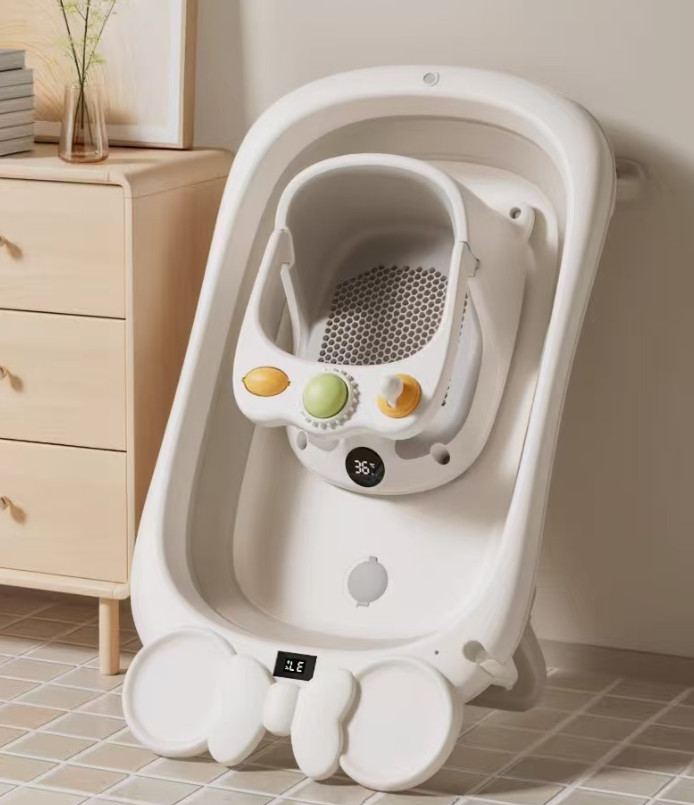 Baby Bath Seat Non-Slip Soft Toddler Bath Chair Suction Cups Temperature Display photo 3