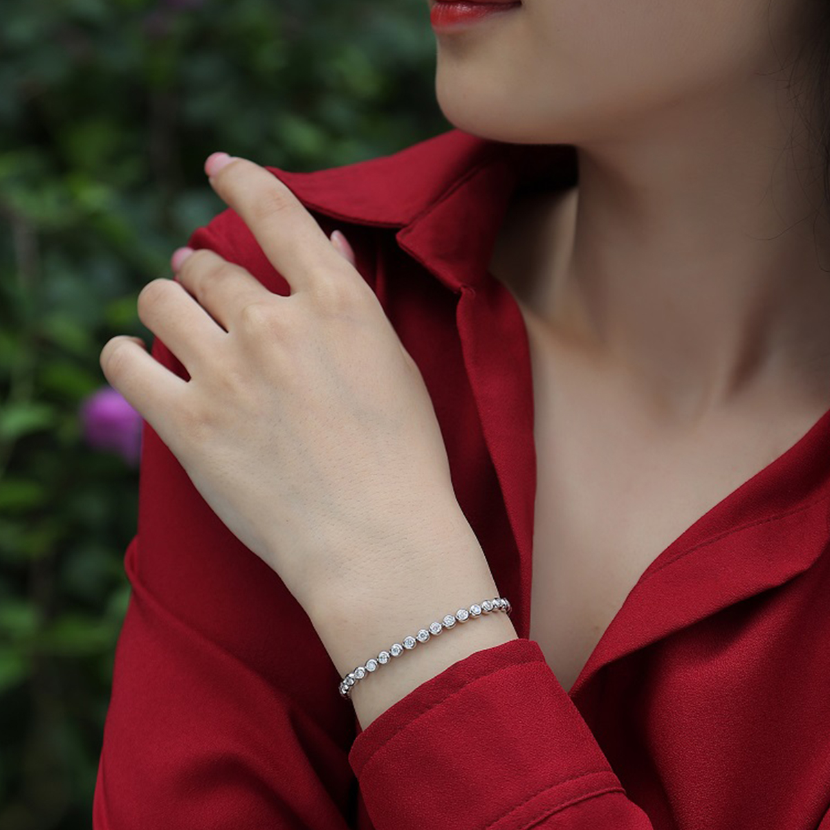 S925 Silver 13.2g Moissanite Tennis Bracelet, 40pcs D VVS1 Bezel Set, GRA Certified 16.5cm photo 2