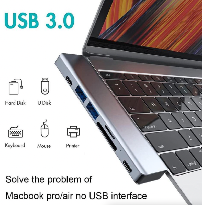 Multiport USB-C Hub Type C To USB 3.0 4K Adapter For Macbook Pro  Air USA photo 2