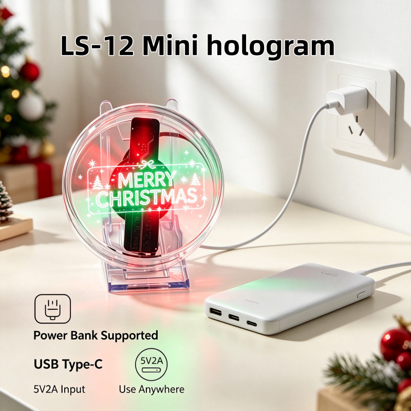 Wiilala Disesktop 3D Holographic Fan, 4.72 Inch 3D Holographic Fan With WiFi Projector, Built-in Video - HD  LED Holographic Display Screen, Suitable For Shops, Gifts  Built Built-in Speaker Bluetooth photo 2