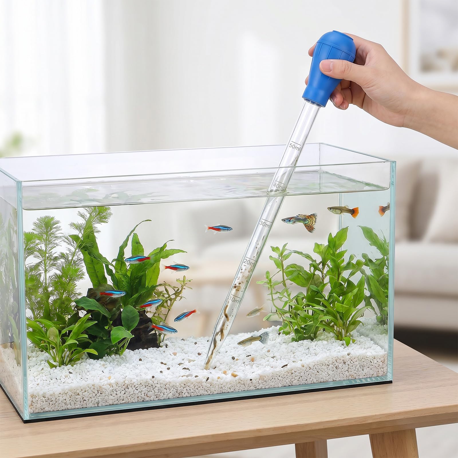 27.7in Extra Long Turkey Baster For Aquarium 50ml Baster Syringe Aquarium Water Changer Siphon For Fish Tank Cleaning Waste Remover, Gravel Cleaning Straw photo 6