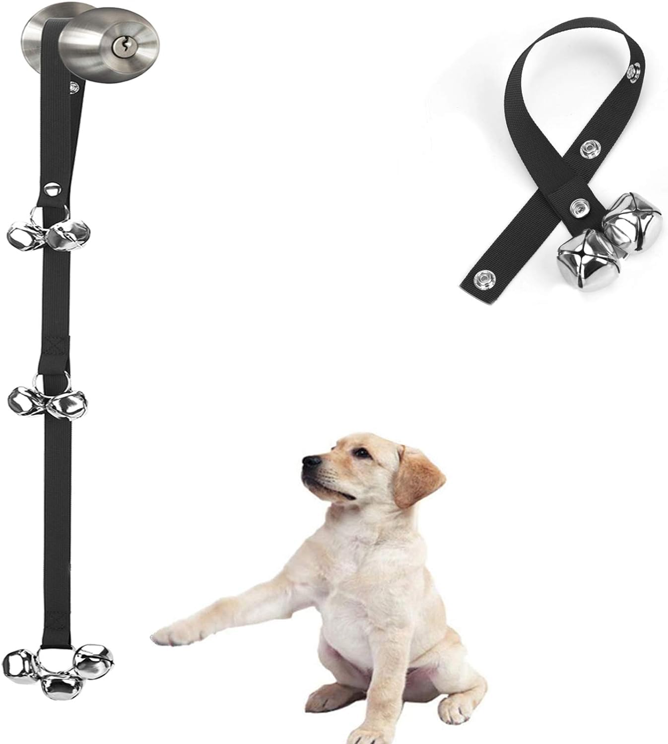Upgraded Puppy Bells Dog Doorbells For Door Knob  Potty Training  Go Outside-Dog Bells For Puppies Dogs Doggy Doggie Pooch Pet Cat For Dog Lovers-Premium Quality-3 Snaps For Length Adjustment photo 1