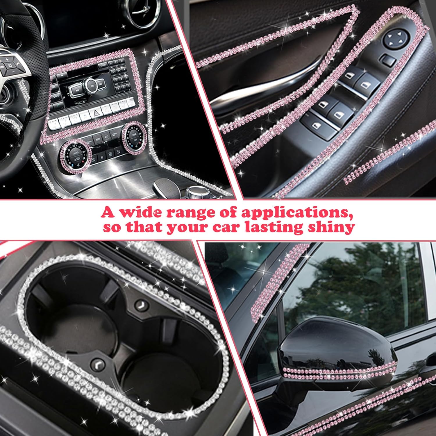 2-piece Car Interior Kit With Shiny Butterfly Net Rhinestone Stickers And 1-piece Bling Self-adhesive Car Decals photo 2