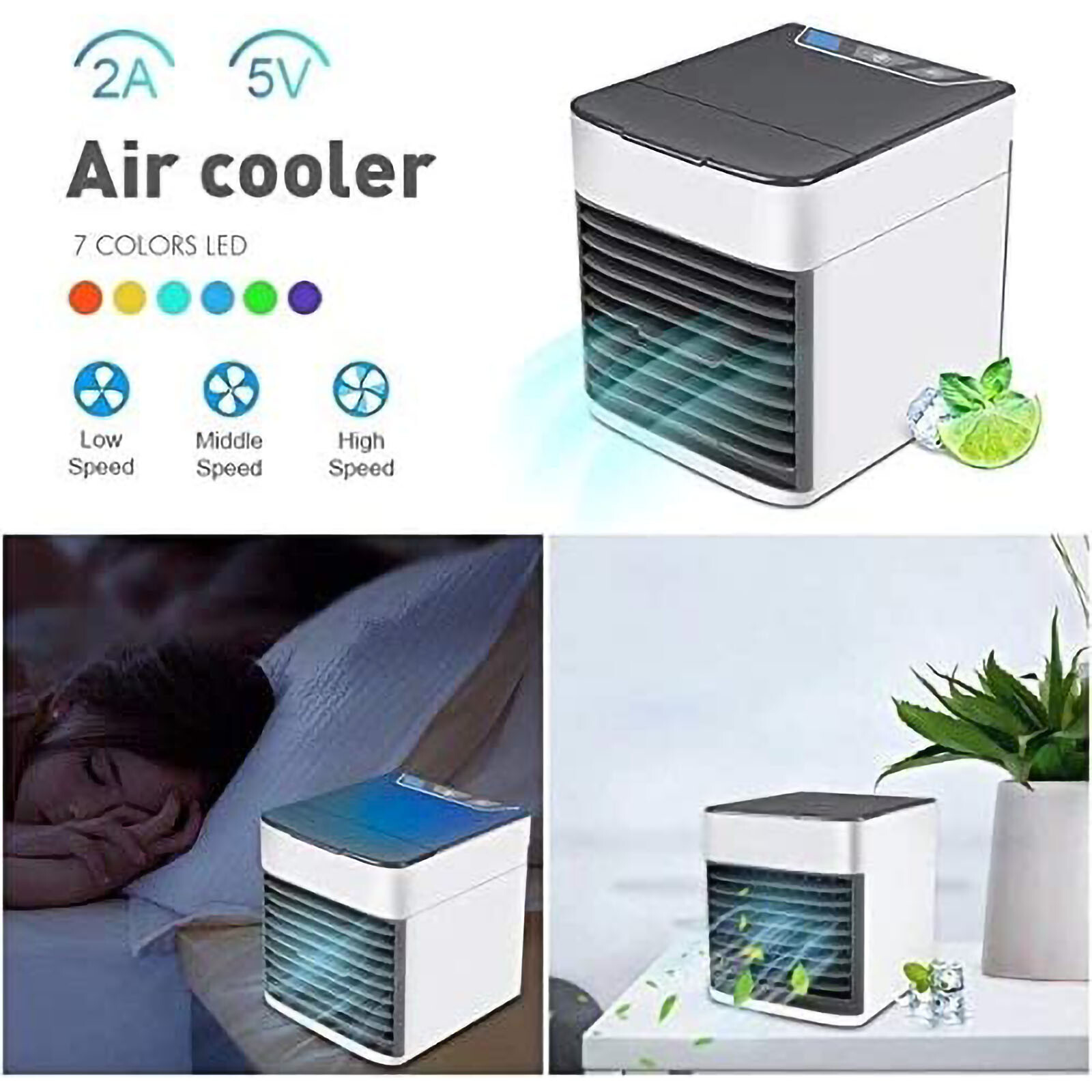 Desktop Air Cooler Fan Air Conditioner Cooling Humidifier USB Fan Night Light photo 8
