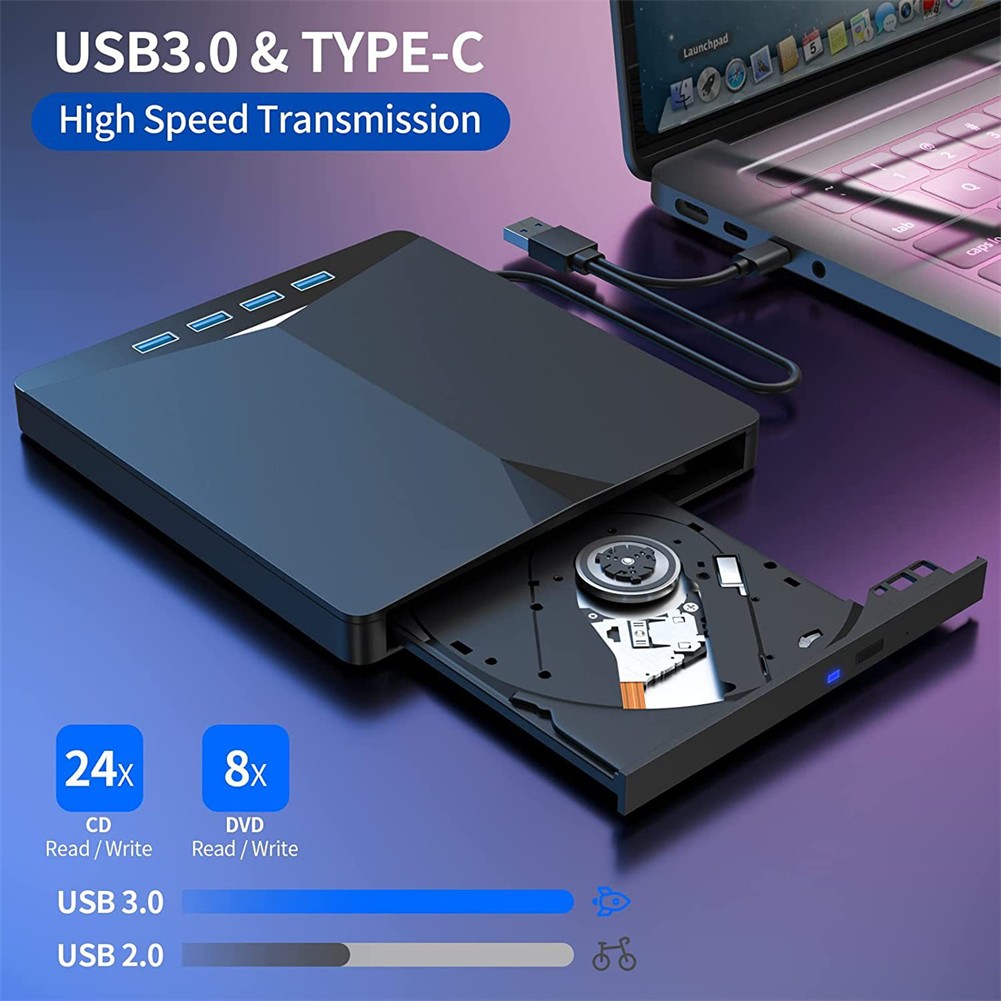 7 In1 External USB 3.0 DVD CD RW Writer Drive Burner Reader Player For Laptop PC photo 2