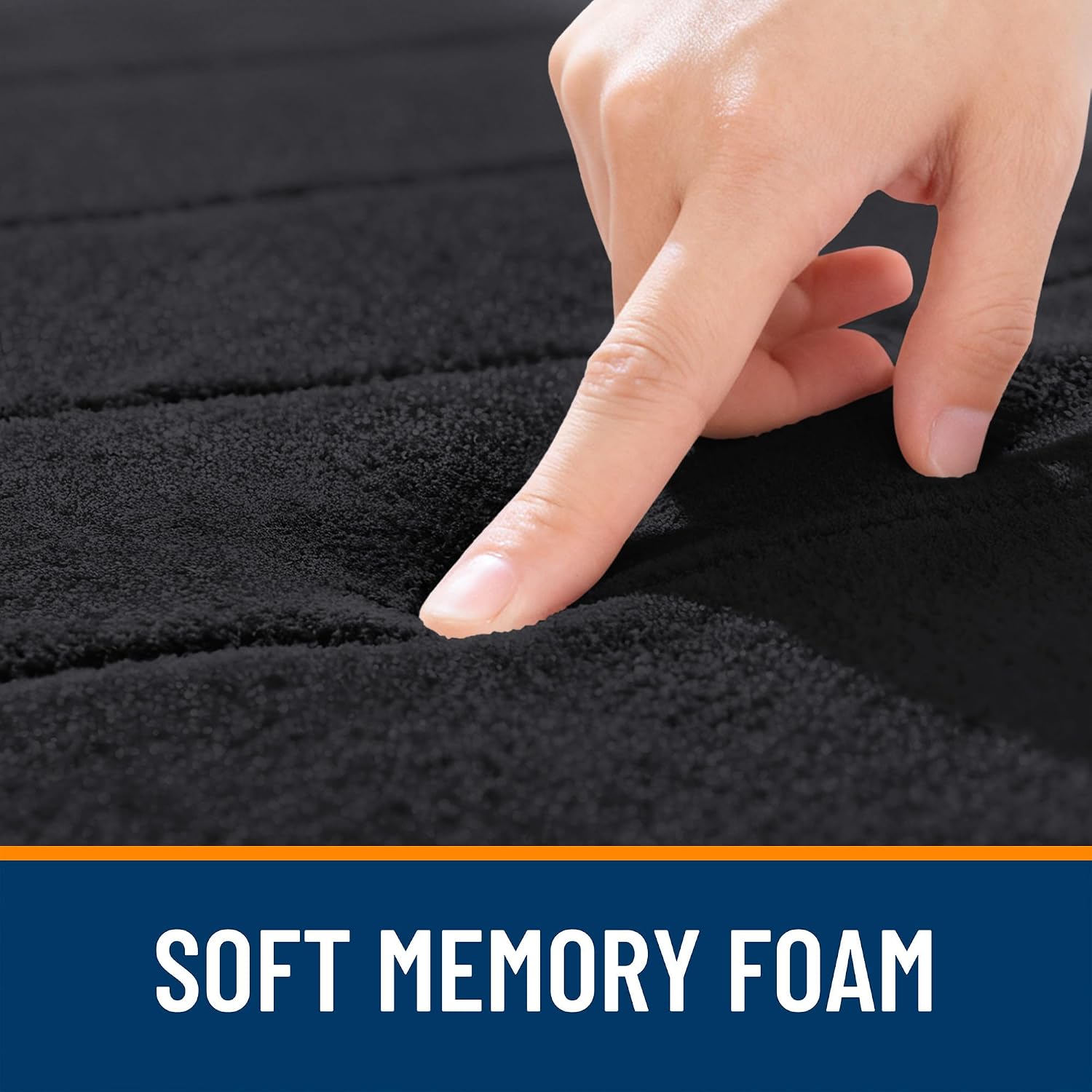 Soft Memory Foam Bath Mat 16x24 Inch, Black Absorbent Bathroom Floor Rug For Shower, Tub, Vanity And Home photo 3