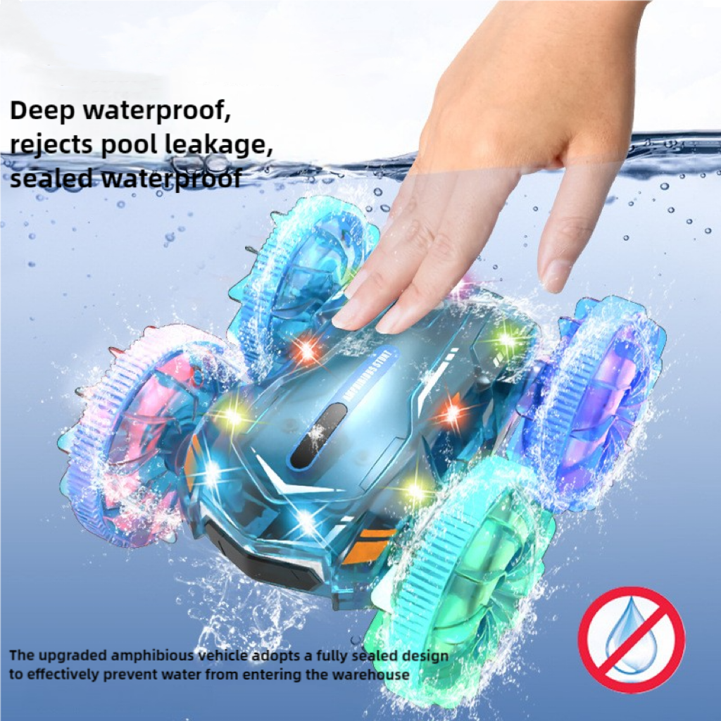Amphibious RC Car Boat Double Sided Stunt Car With LED Lights Kids Toy 2.4GHz photo 5