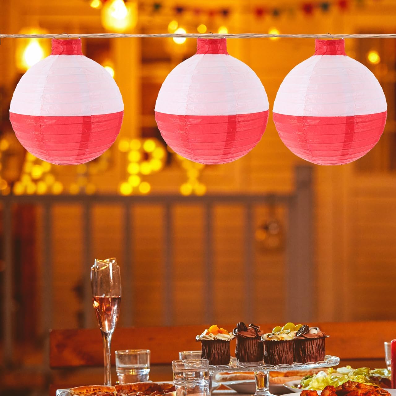 Fishing Bobber Decorations 4 Units, 7.87 Inch Ocean Themed Hanging Paper Lanterns For Birthday Party And Coastal Decor photo 5