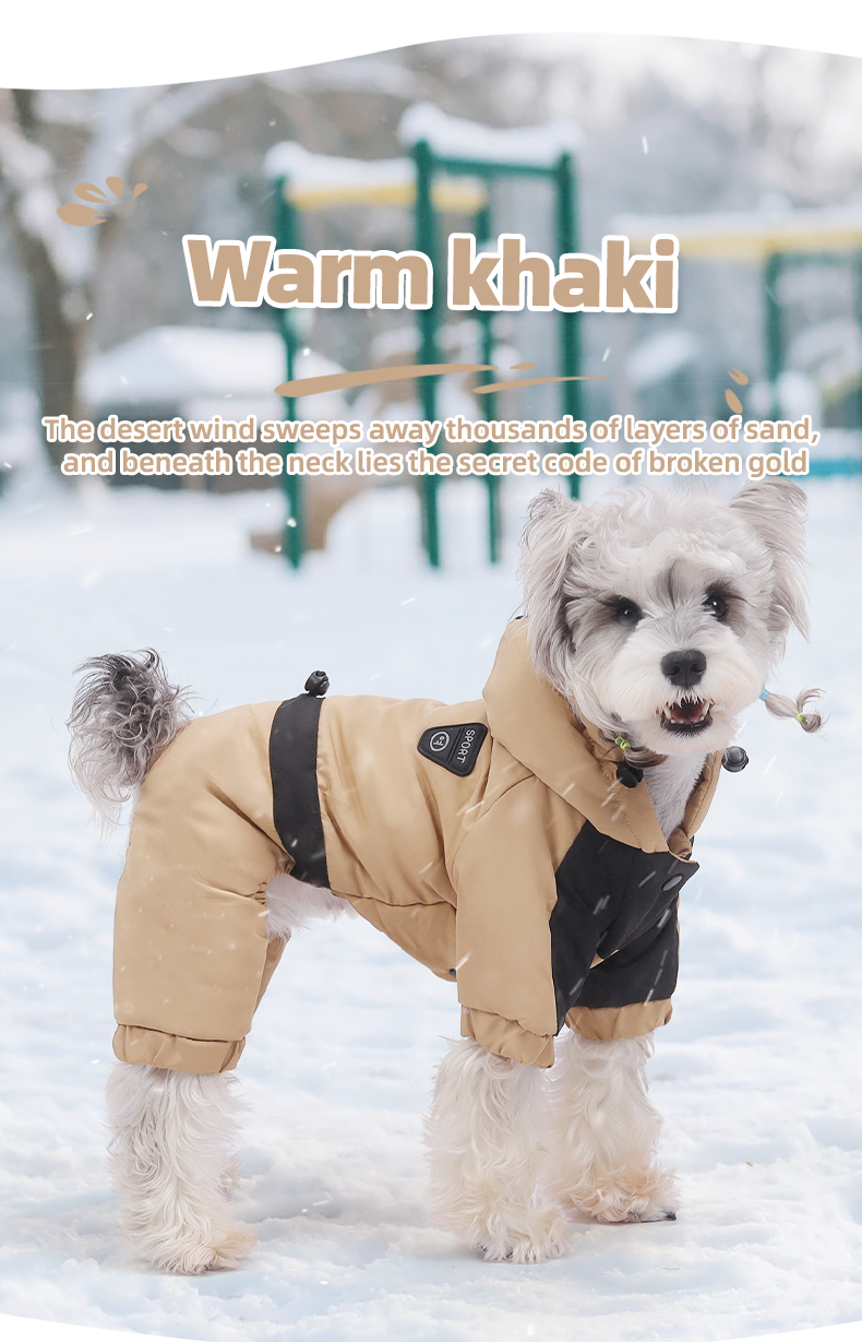 Water Resistant Dog Winter Coat, Graphene Thermal Warm Four Legged Dog Snow Jacket Hooded Pet Cold Weather Snowsuit, Windproof Padded Dog Clothes For Small Medium Dogs photo 6