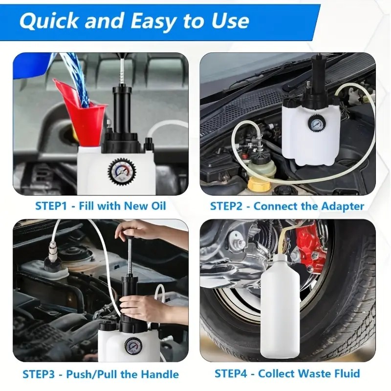 3L Pressure Brake Clutch Fluid Bleeder Bleeding Kit 4 Master Cylinder Adapters photo 3
