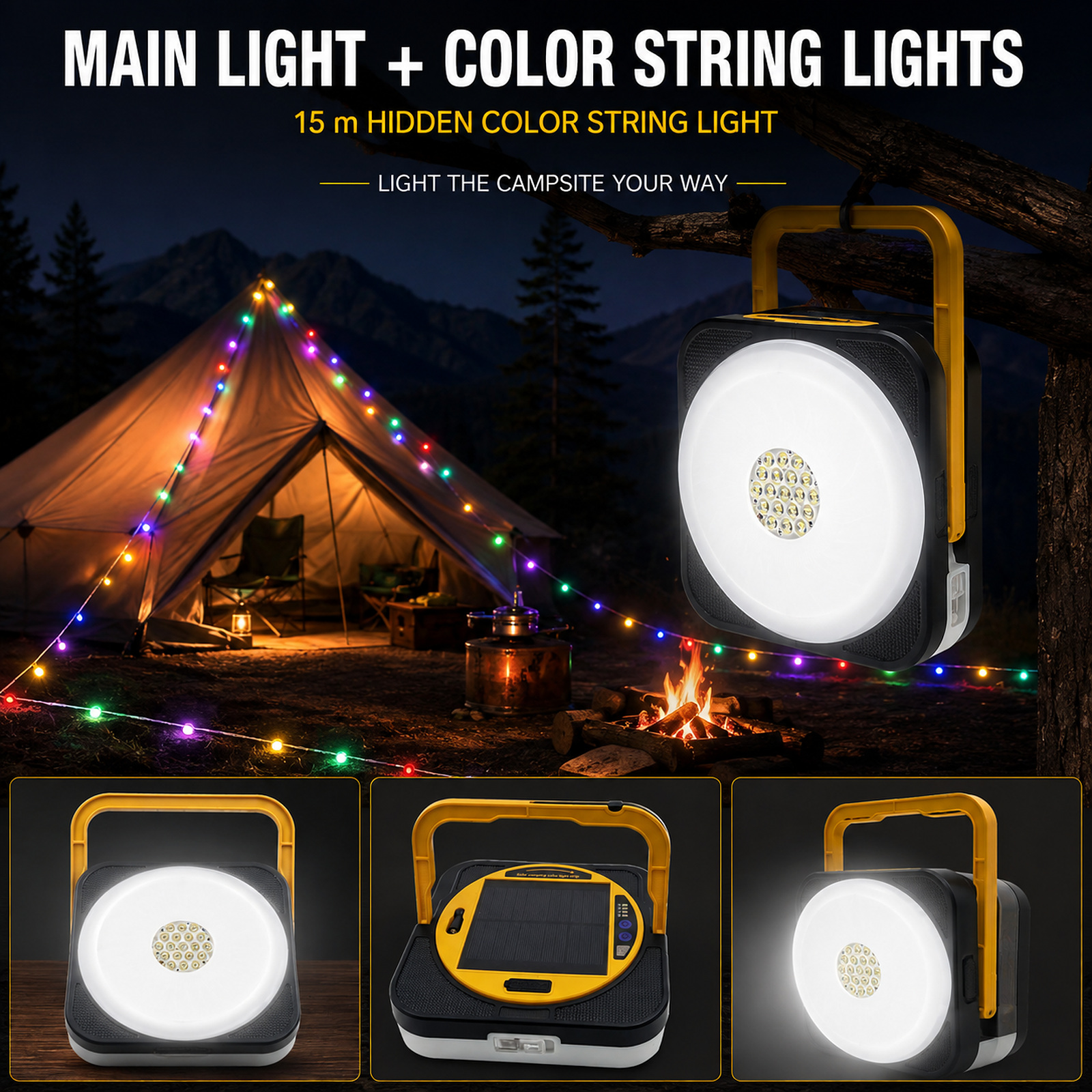 D88 2 Camping Lantern 4500mAh Type C For Outdoor Factory Supply Solar Powered LED Battery photo 6