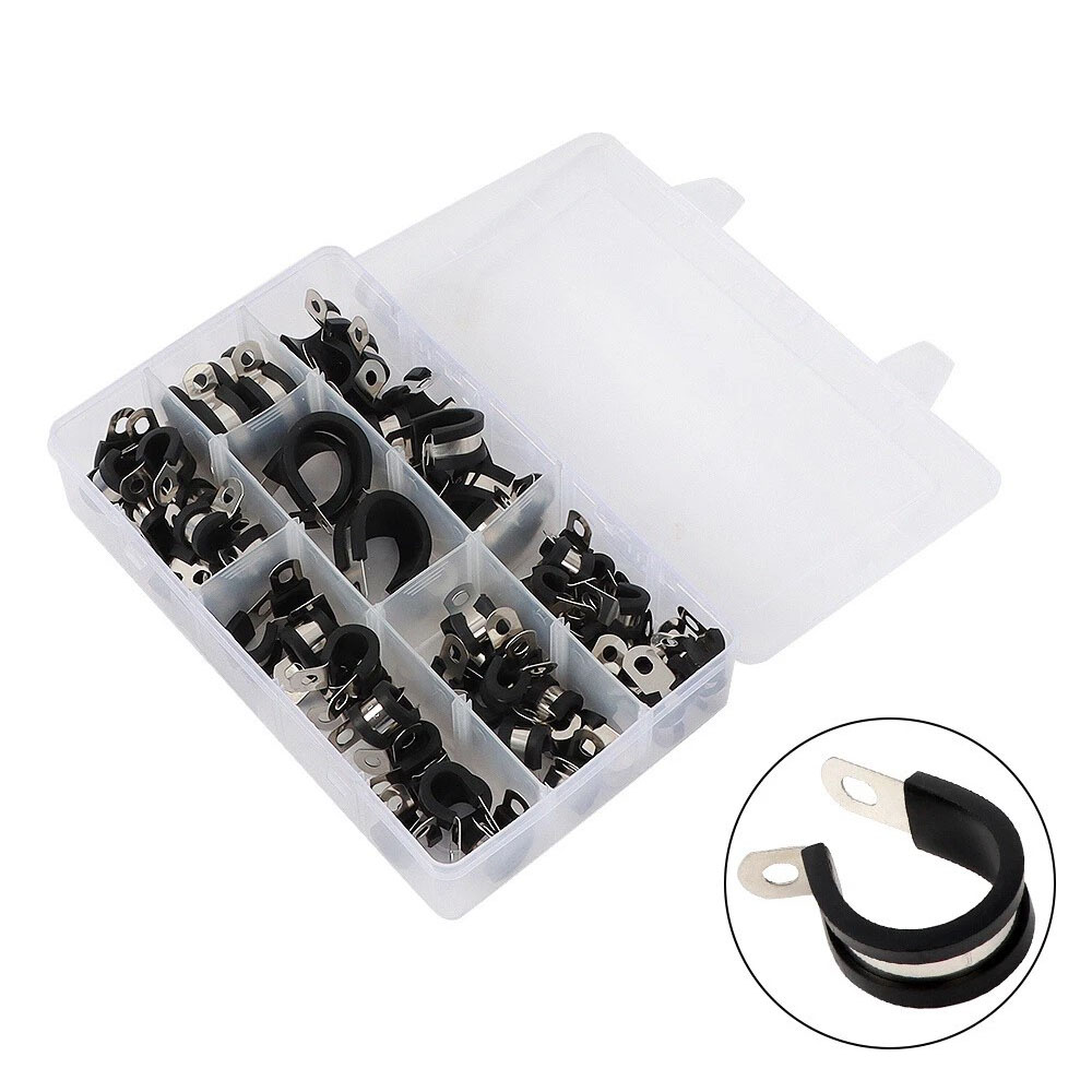 Rubber Lined P Clips Stainless Steel Cable Hose Pipe Clamps Holder Air Clip X72 photo 2