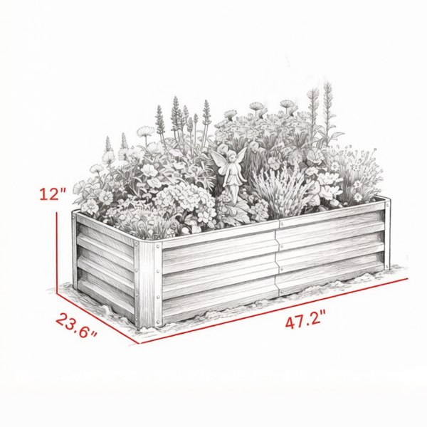 4inch X 2inch X 1inch Galvanized Raised Garden Bed For Patio Herb Gardening, Sturdy Metal Planter Box photo 5