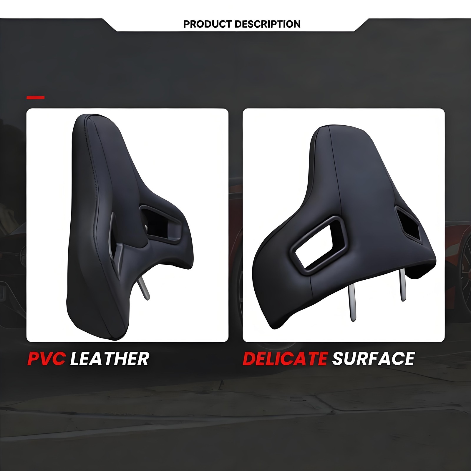 PU Leather Car Headrest Cushion Sports Seat Universal Ergonomic Design photo 5