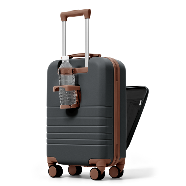 4-Piece Luggage Set With USB Charging Ports - 20in Carry-On Front-Opening For Laptop 28in Checked Suitcase With TSA Lock Travel Duffel Bag Wet-Dry Toiletry Bag, Black And Brown photo 4