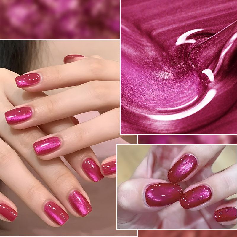 Ms Rainbow Starry Series 05 Cherry Red Cat Eye Gel Polish, 10ml, Glossy Red Shimmer Magnetic, Long Lasting Soak Off, Salon, Home Manicure, For DIY Nail Lovers photo 6