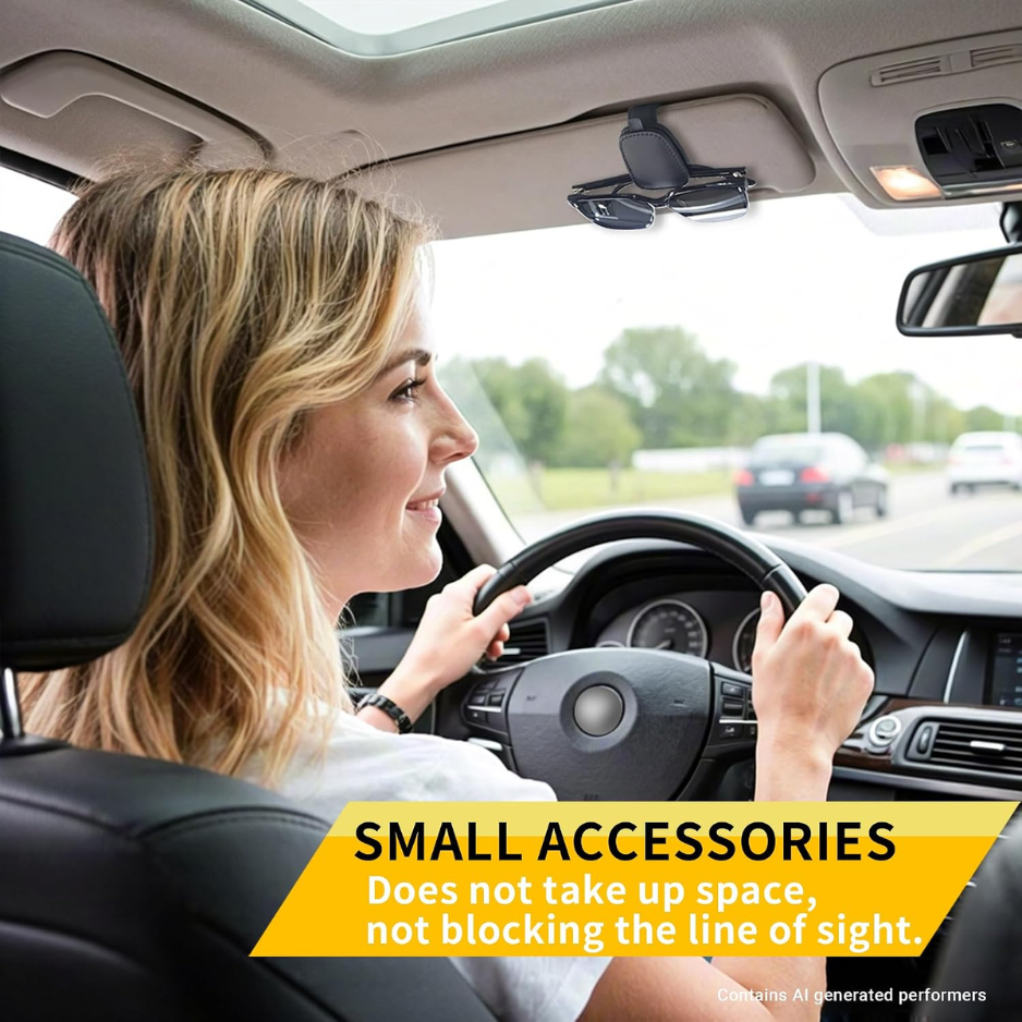 Magnetic Leather Sunglasses Holder 2 Packs, Black Visor Clip For Car Interior And Eyeglasses Storage photo 3