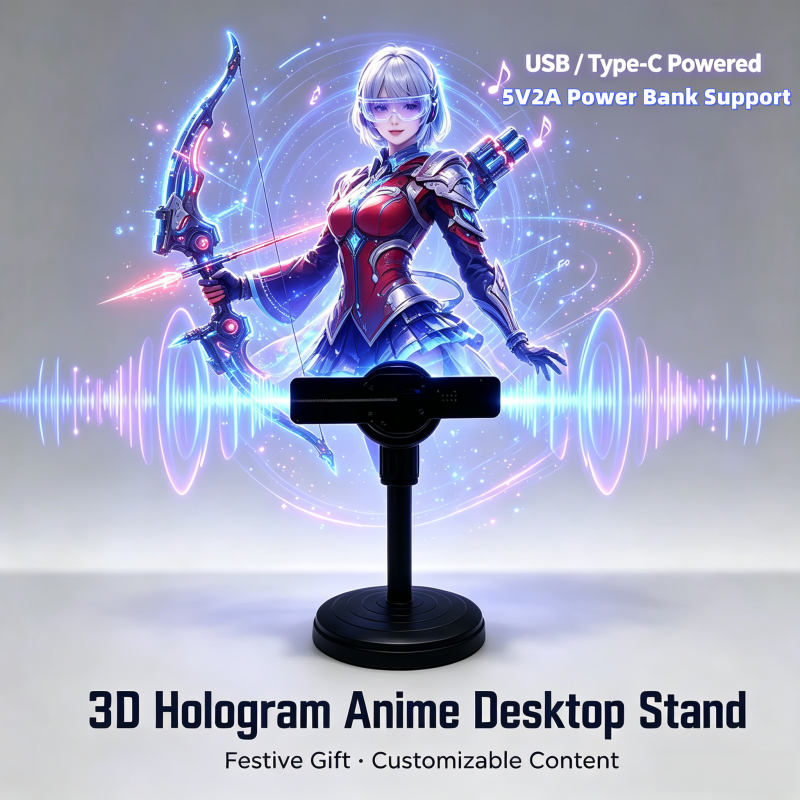 Wiilala Disesktop 3D Holographic Fan, 4.72 Inch  With , APP Transmission Built-in Video - HD  LED Holographic Display Screen, Suitable For Shops, Festival Gifts  Built Built-in Speaker Bluetooth,5V2A photo 1