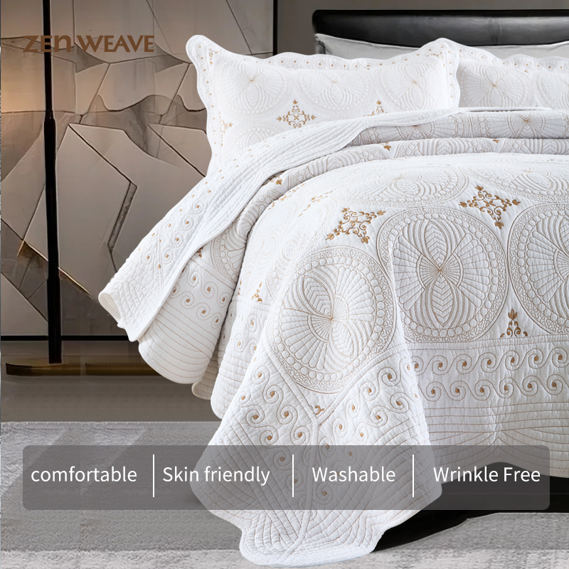 3-Piece Arabesque Quilted Bedspread Set Luxury Hotel Collection, No Clumping Pre-Shrunk Envelope Closure Shams Luxury Hotel Collection, No Clumping Pre-Shrunk Envelope Closure Shams photo 8