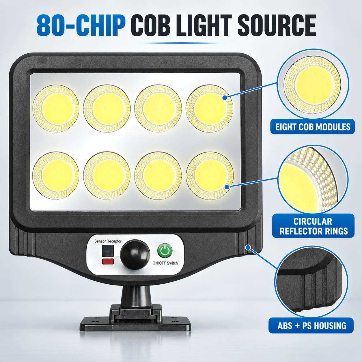 Solar Powered Rechargeable Motion Sensor COB LED Work Light 1500mAh For Auto W781 8 Street photo 7