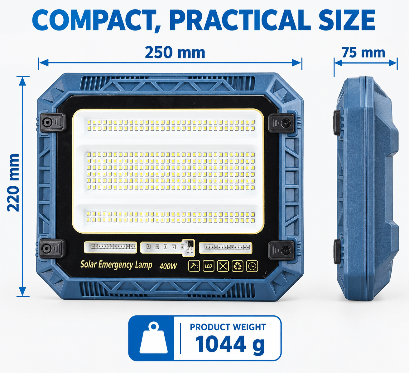 Solar Powered Rechargeable Battery Display 18650 W8114 3 7200mAh LED Flood Light 320 12 5W photo 6