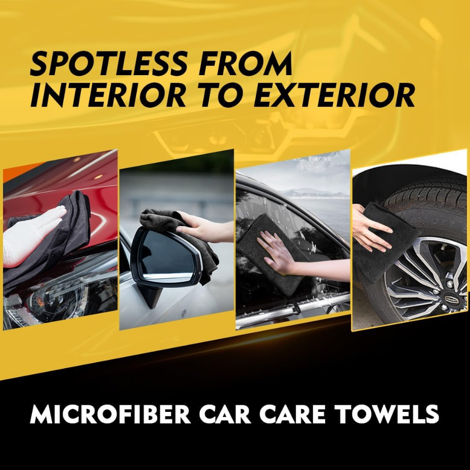 Black Microfiber Cleaning Cloths 12 Units, 12.5x12.5 Inch Absorbent Lint Free Towels For Car, Kitchen, Windows And Home photo 3