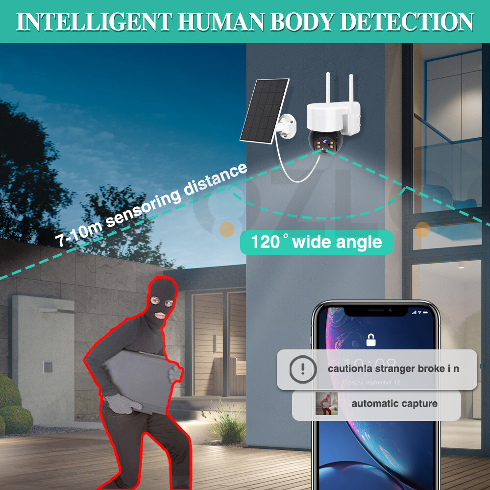 Solar Security Camera Battery Powered Outdoor Wireless WiFi IP CCTV PTZ Camera photo 3