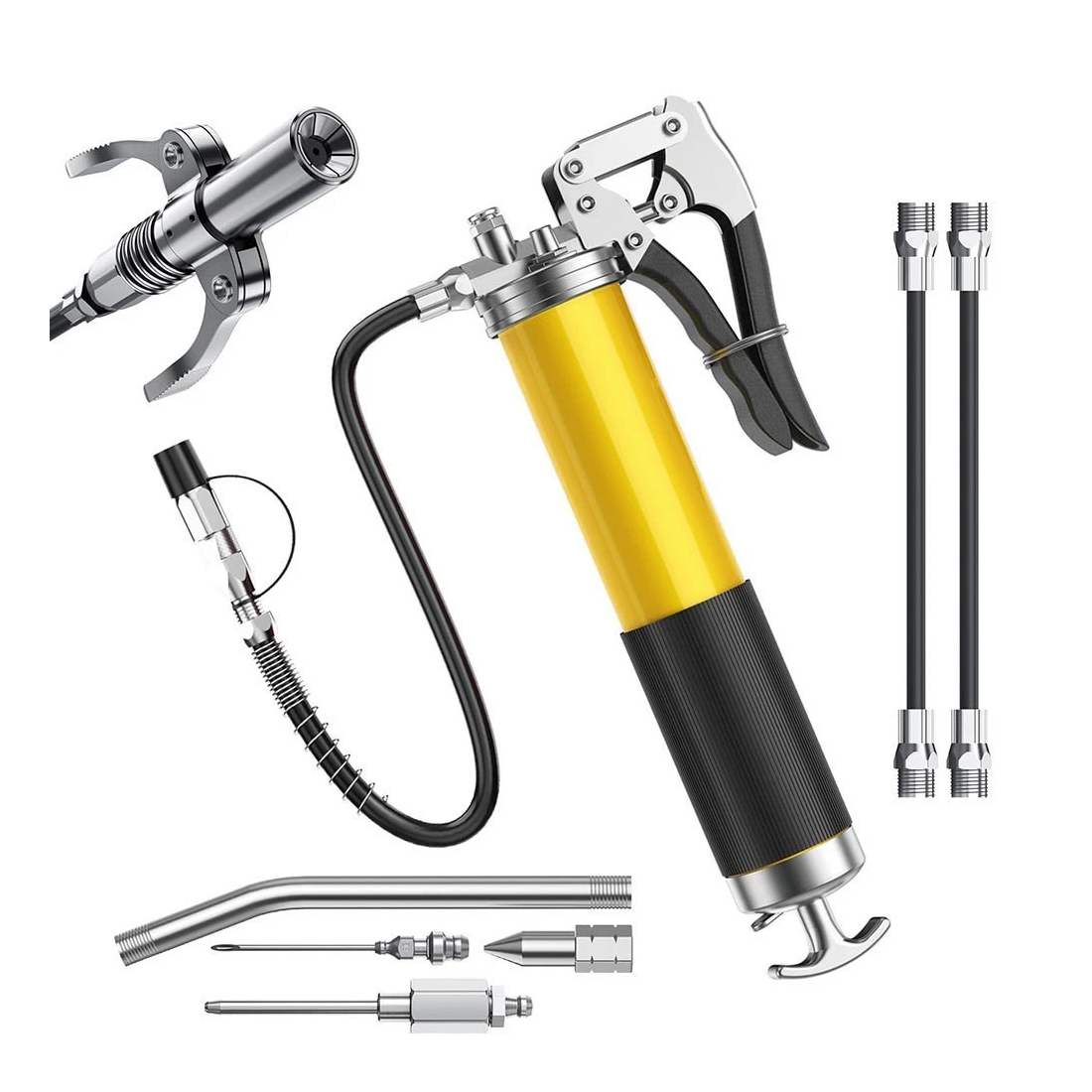 Professional Grease Gun, One-Hand Grease Gun, 8000 PSI, 8-Piece Set With 2 Standard Hoses photo 5