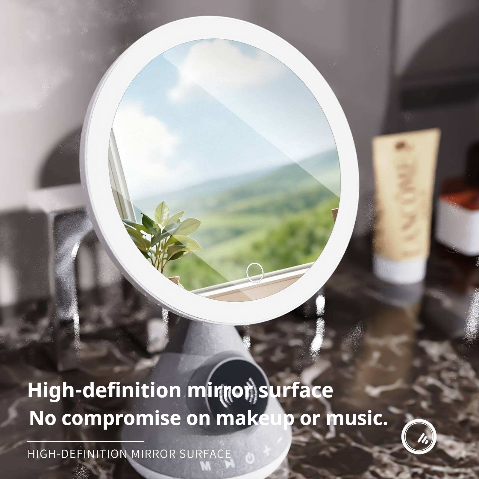 KP-855 Best-selling Wireless Bluetooth Speaker Makeup Mirror With Magnetic Charging Stand Adjustable Long Battery Life Factory Stock Available photo 3
