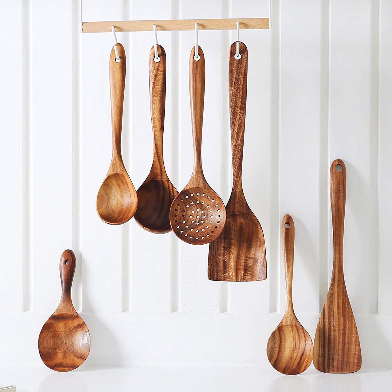 Wooden Utensils Set For Kitchen Messon Handmade Natural Wooden Cooking Spoons photo 3