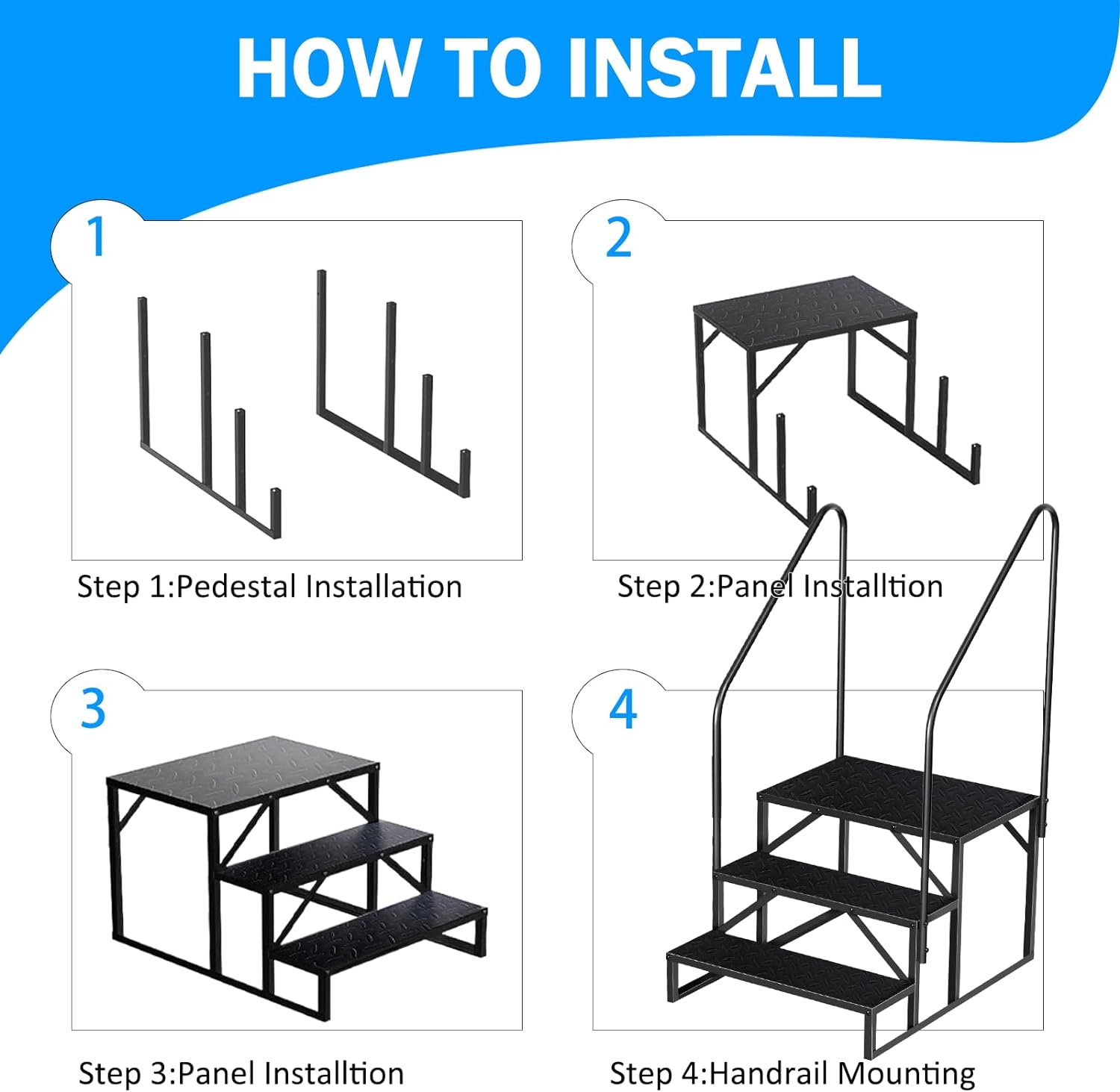 The Third Level Staircase Of The RV, The Upgraded Version Of The RV Staircase With Handrails, The Heavy-duty RV Staircase With Anti-skid Pedals, Are Only Suitable For TEMU Self Pickup photo 4