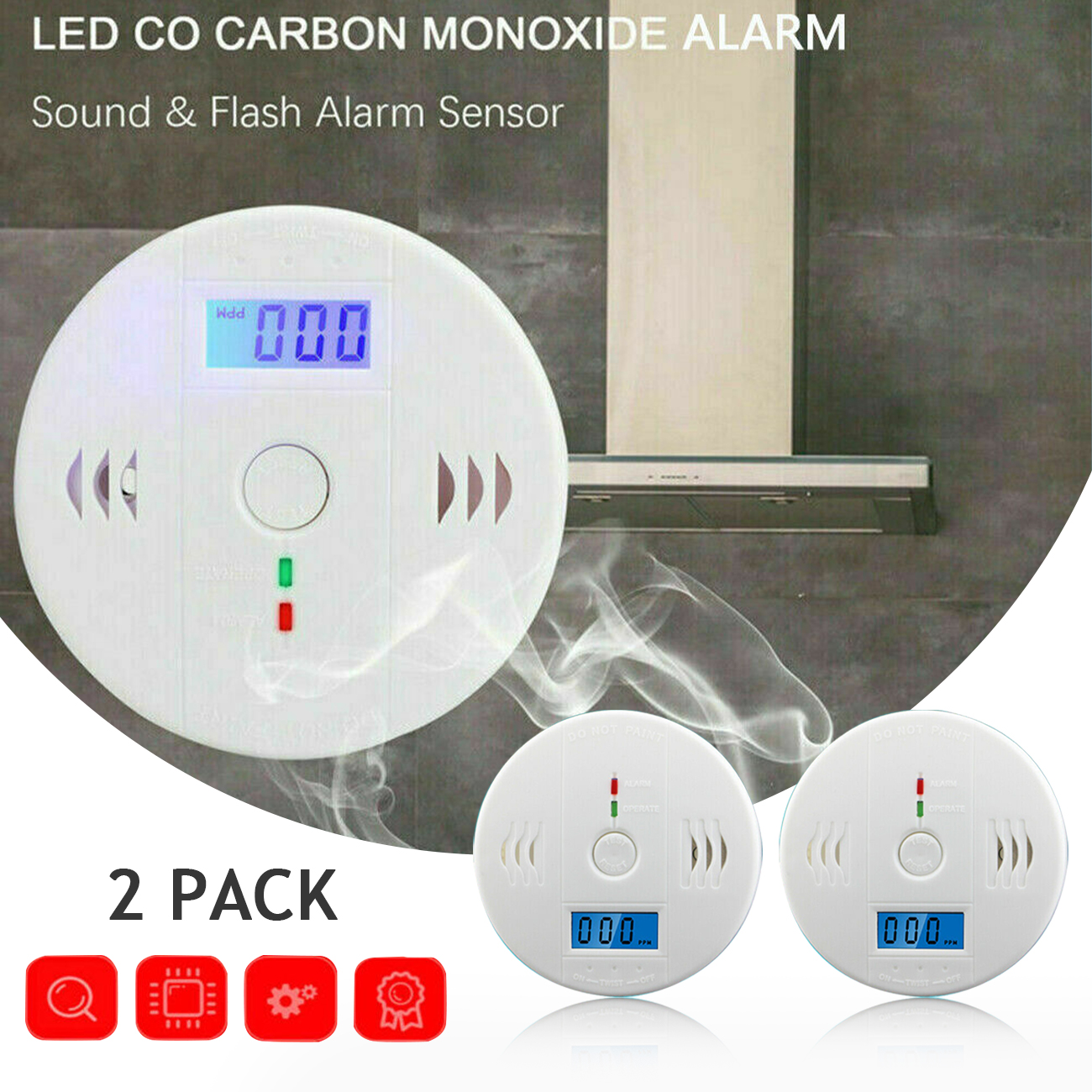 CO Carbon Monoxide Alarm Poisoning Sensor Warning Detector Gas Detector photo 1