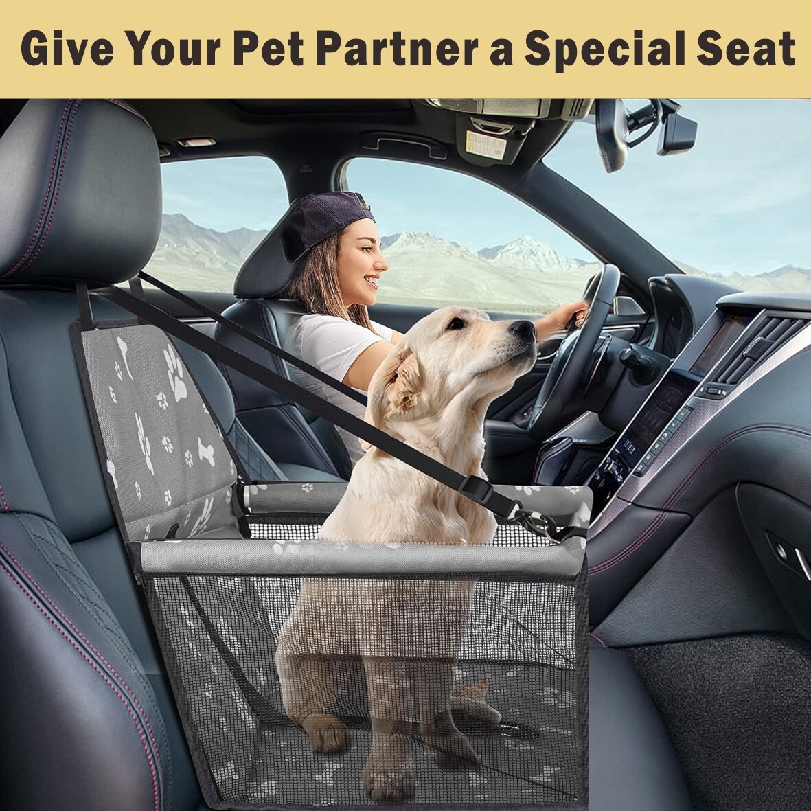 NEW Dog Car Seat For Small Medium Pet, Portable Cat Puppy Rabbit Seat Travel Booster photo 2
