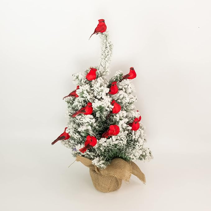 12-Piece Red Cardinal Clip-On Christmas Tree Ornaments With Feather Design 2.8-Inch Holiday Decorations photo 2