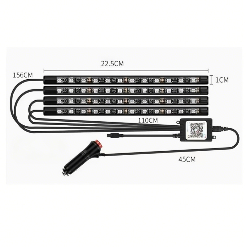 Car LED Strip Lights Kit, Auto Interior Ambient RGB LED Strip Atmosphere Car Decorative Lamp With Bluetooth Music Sync App Remote Control photo 3