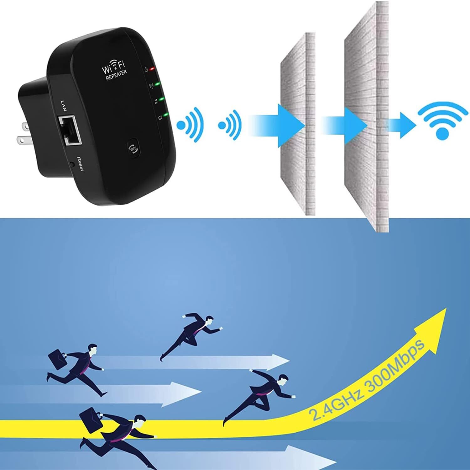 Wifi Repeater Wireless Signal Amplifier Extended Network Enhancer EU US Home Router 300m Through The Wall Bedroom Receive Moving photo 7