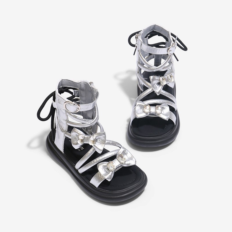2026 Summer New Girls Roman Sandals, Bow Princess Style Soft Sole Non-slip Kids Roman Boots, Korean Fashion photo 3