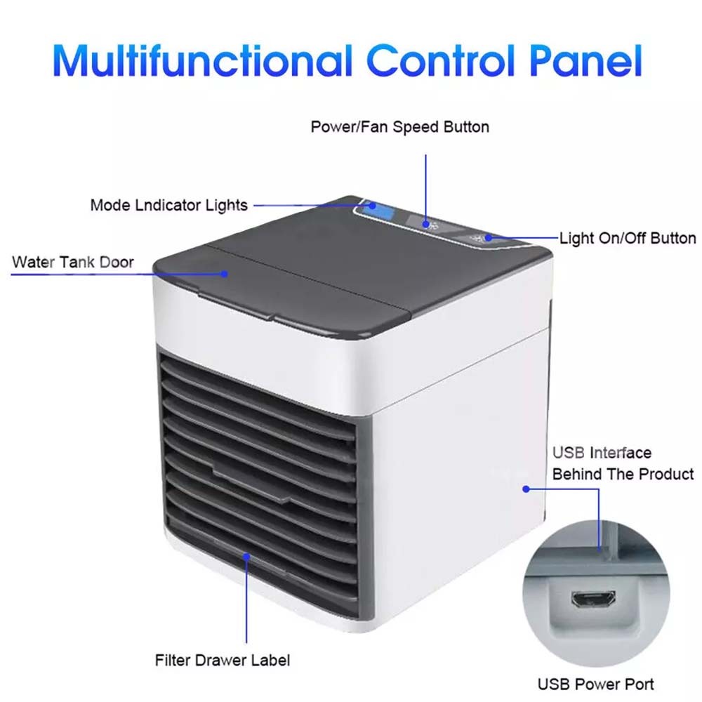 Desktop Air Cooler Fan Air Conditioner Cooling Humidifier USB Fan Night Light photo 3