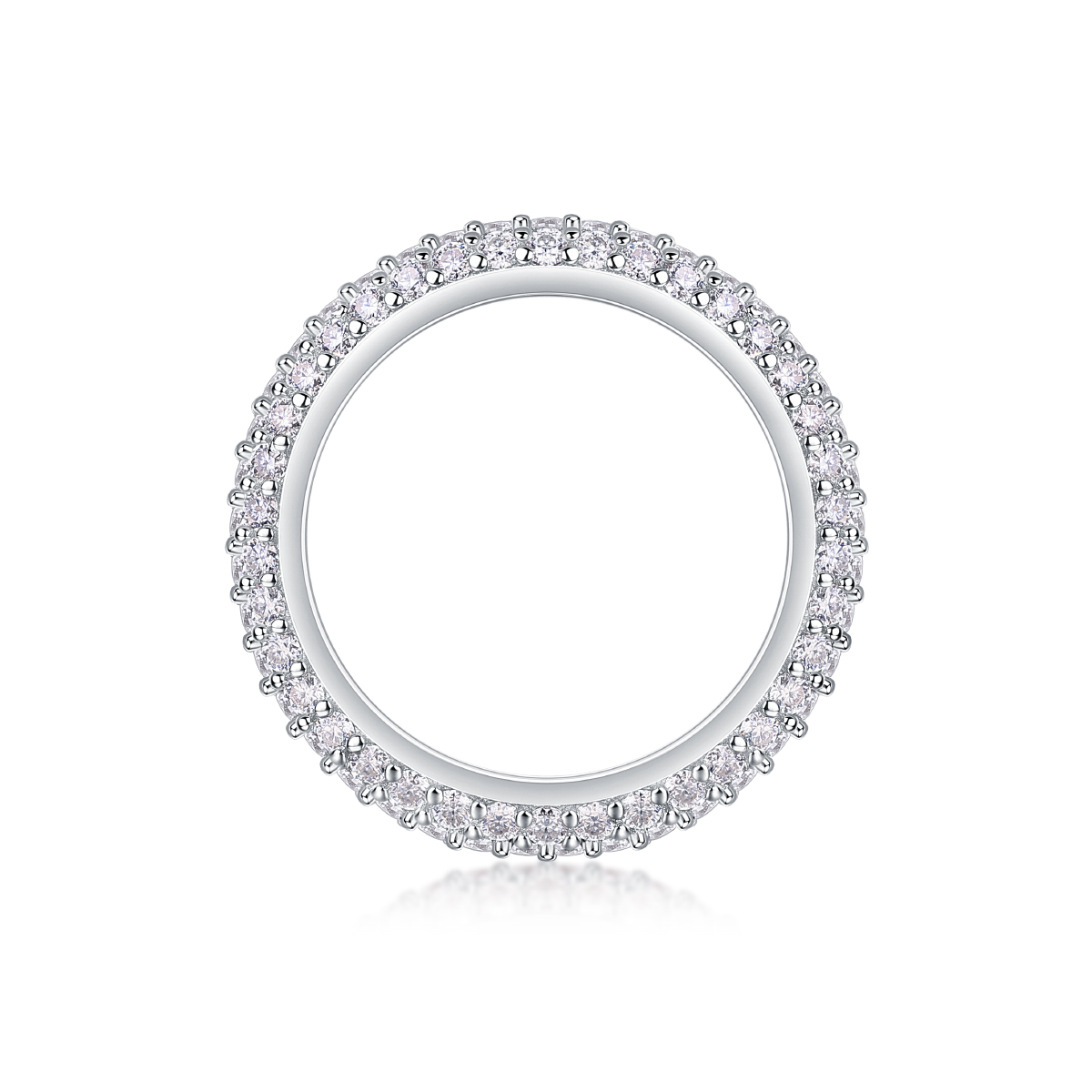 S925 Silver 2.8g Platinum Plated Moissanite Ring, 108pcs 1.5mm D VVS1 Pave Band, GRA Certified US 5-9 photo 3