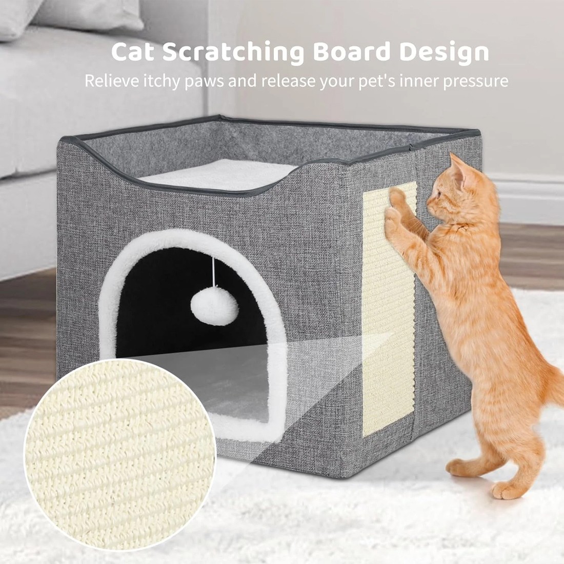 Pet Foldable Storage Cat Shelter Three-dimensional Cage With Cat Scratching Pad photo 4