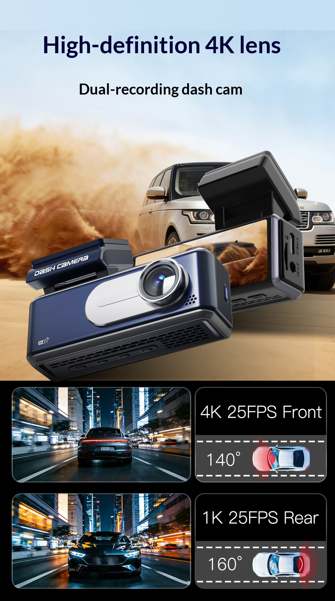 Dual-camera High-definition 4K Car Dashcam With Recording Function photo 3