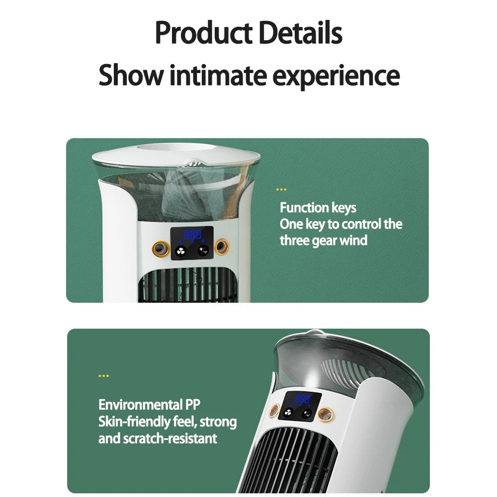 Portable Mini USB Desktop Air Cooler Fan  Suitable For Home, Room, And Camping Use Combines Humidification, Cooling, And Night Light Functions. photo 8
