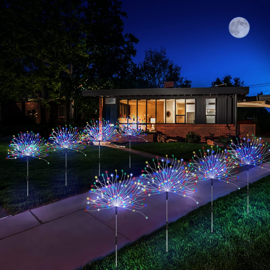 4 Pack Solar Firework Garden Lights, 120 LED Colorful Waterproof Stake Lights photo 3