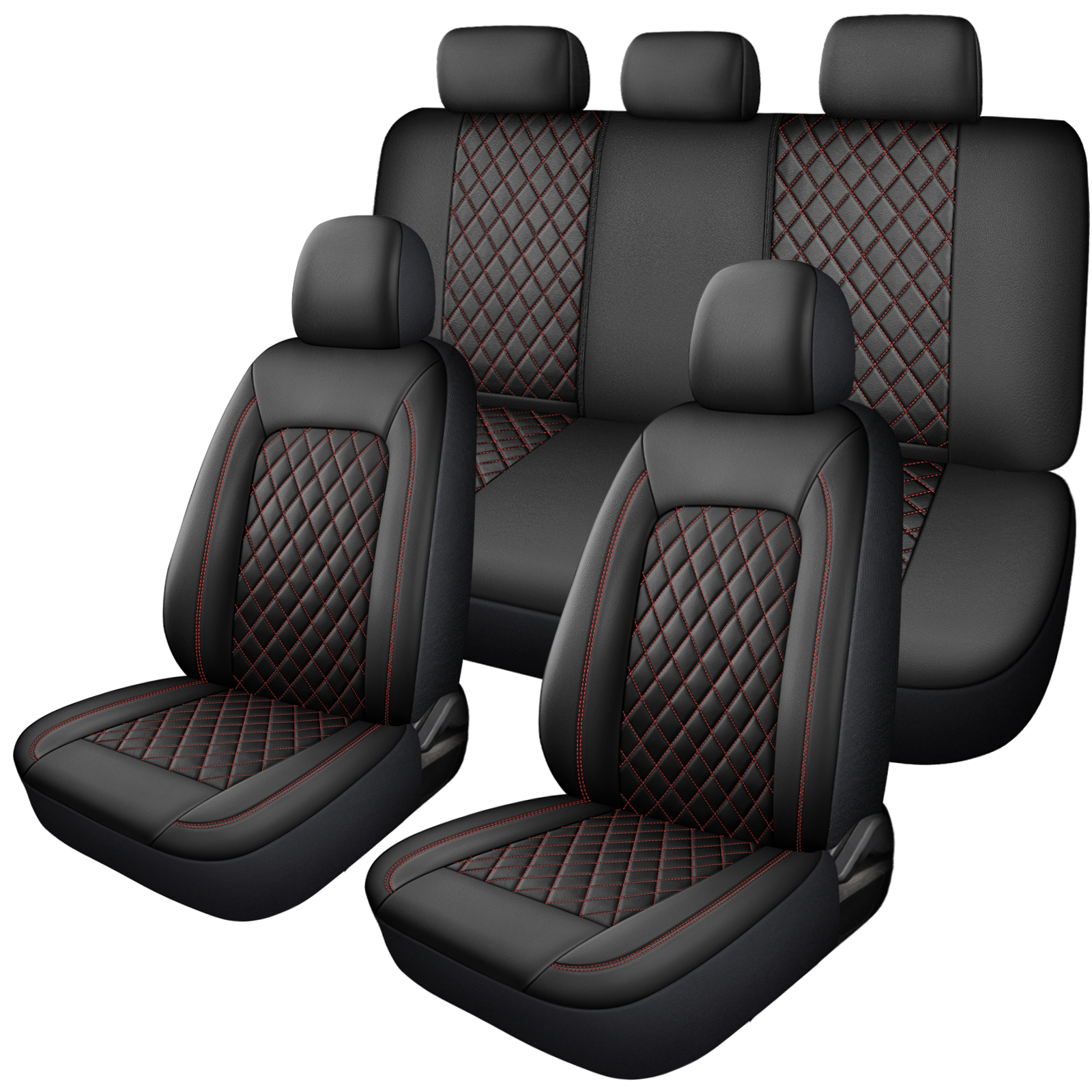Single Line Diamond Grid PU Leather Car Seat Covers photo 4
