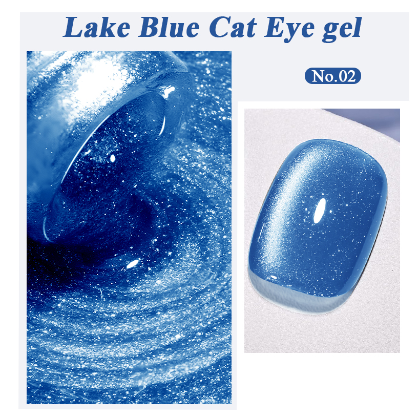 MS RAINBOW Lake Blue Cat Eye Gel Polish 02, Blue Magnetic Nail Gel, 8ml Soak Off UV LED Nail Art Gel photo 2