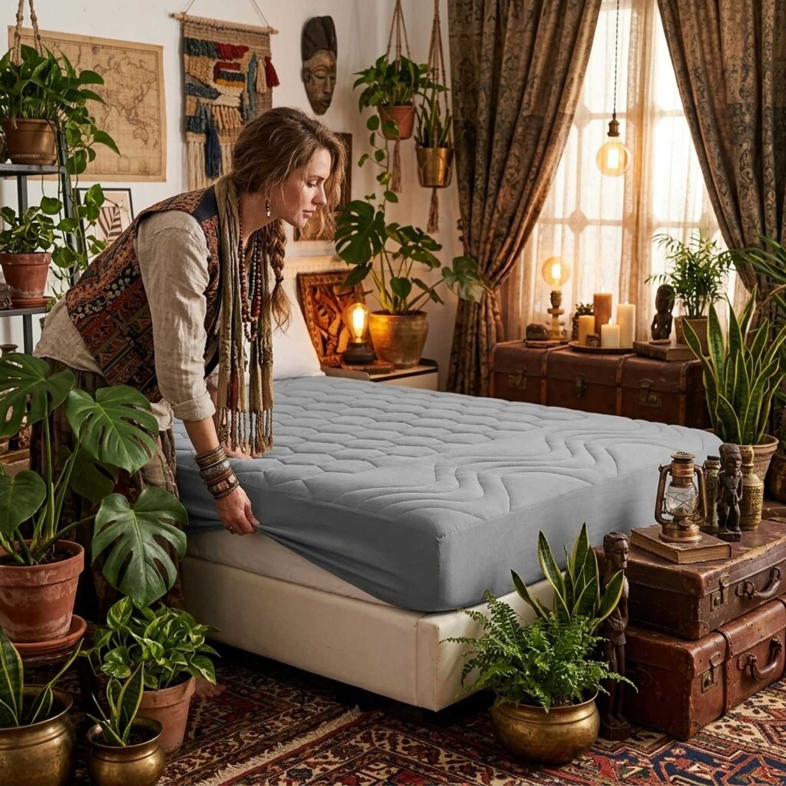 Premium Fitted Mattress Cover, Breathable Fitted Sheet, All Around Elastic Bed Protector For Home Use photo 1